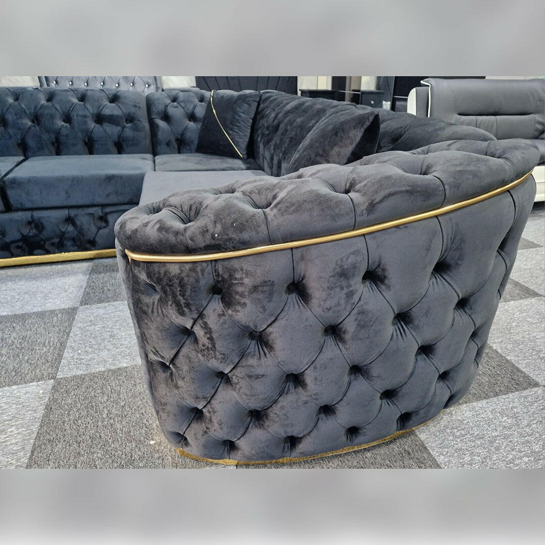 TORONTO CHESTERFIELD CORNER SOFA BLACK & GREY