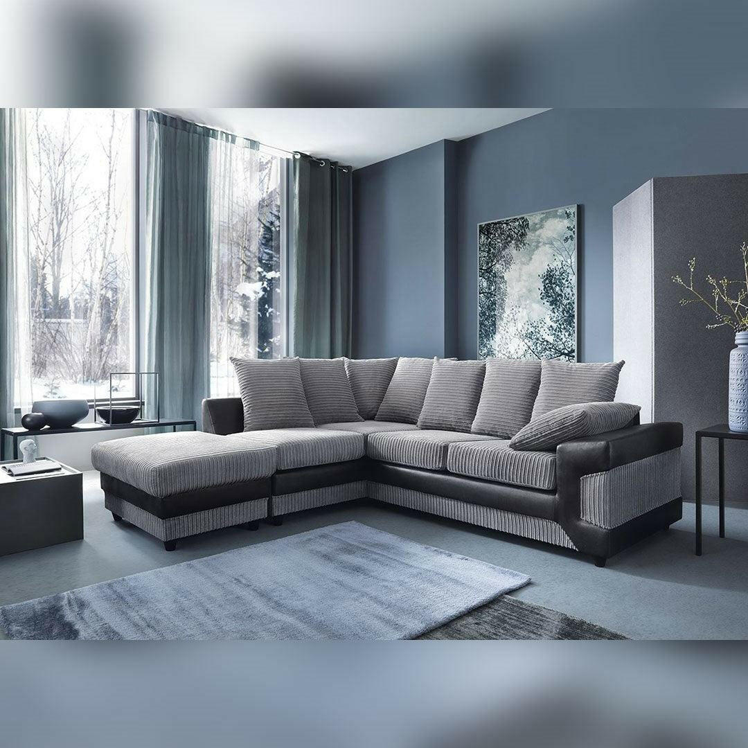 DINO CORNER SOFA GREY AND BLACK