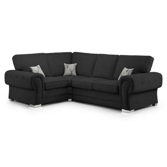VERONA FULLBACK 4 SEATER SOFA BLACK RIGHT AND LEFT HAND FACING CORNER