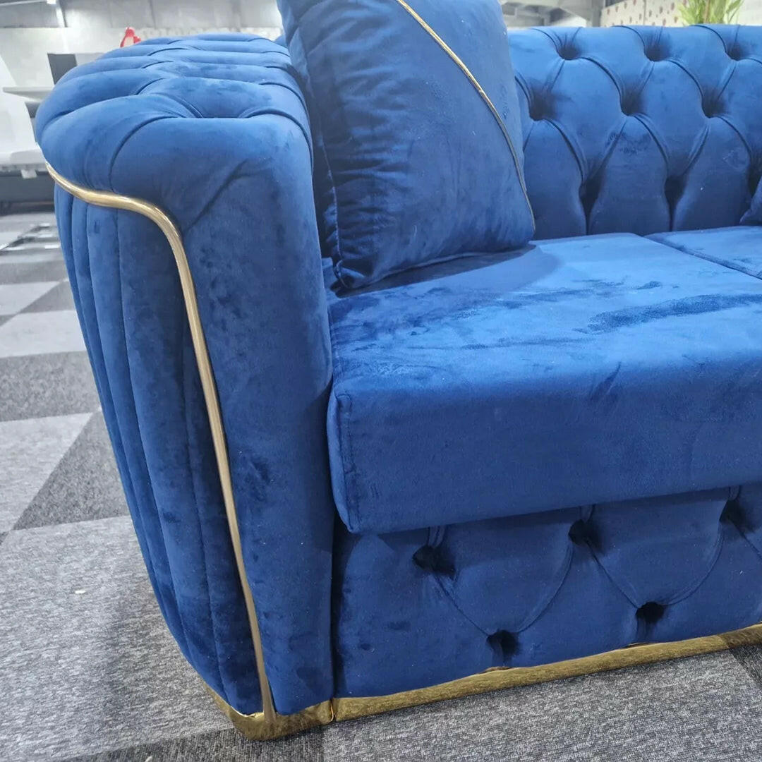 AMBASSADOR CHESTERFIELD SOFA 3+2 BLUE & GOLD