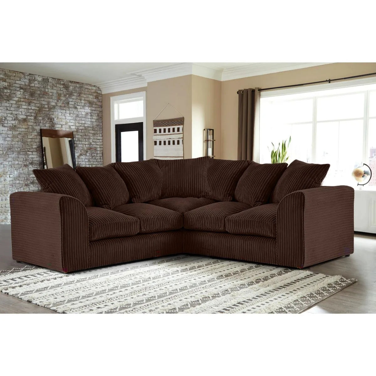 JUMBO CORD LARGE CORNER SOFA WITH DUAL ARMREST