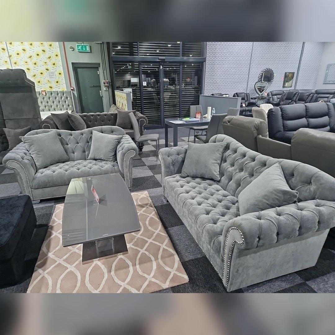 ELEGANCE CHESTERFIELD SOFA 3+2 GREY