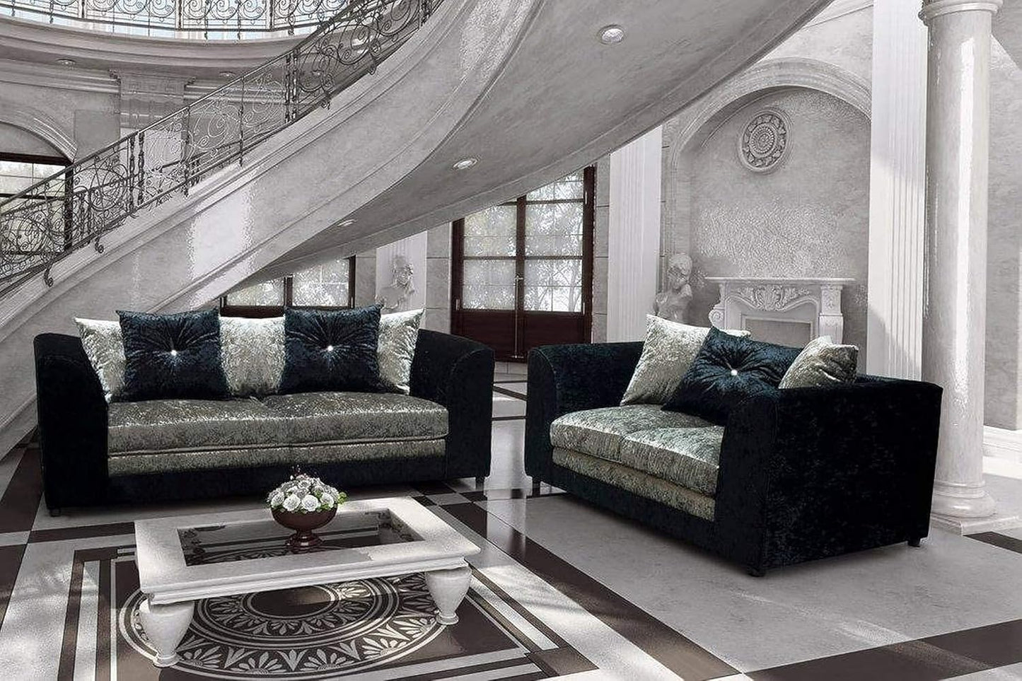 DYLAN CRUSHED VELVET 3+2 SEATER SOFA