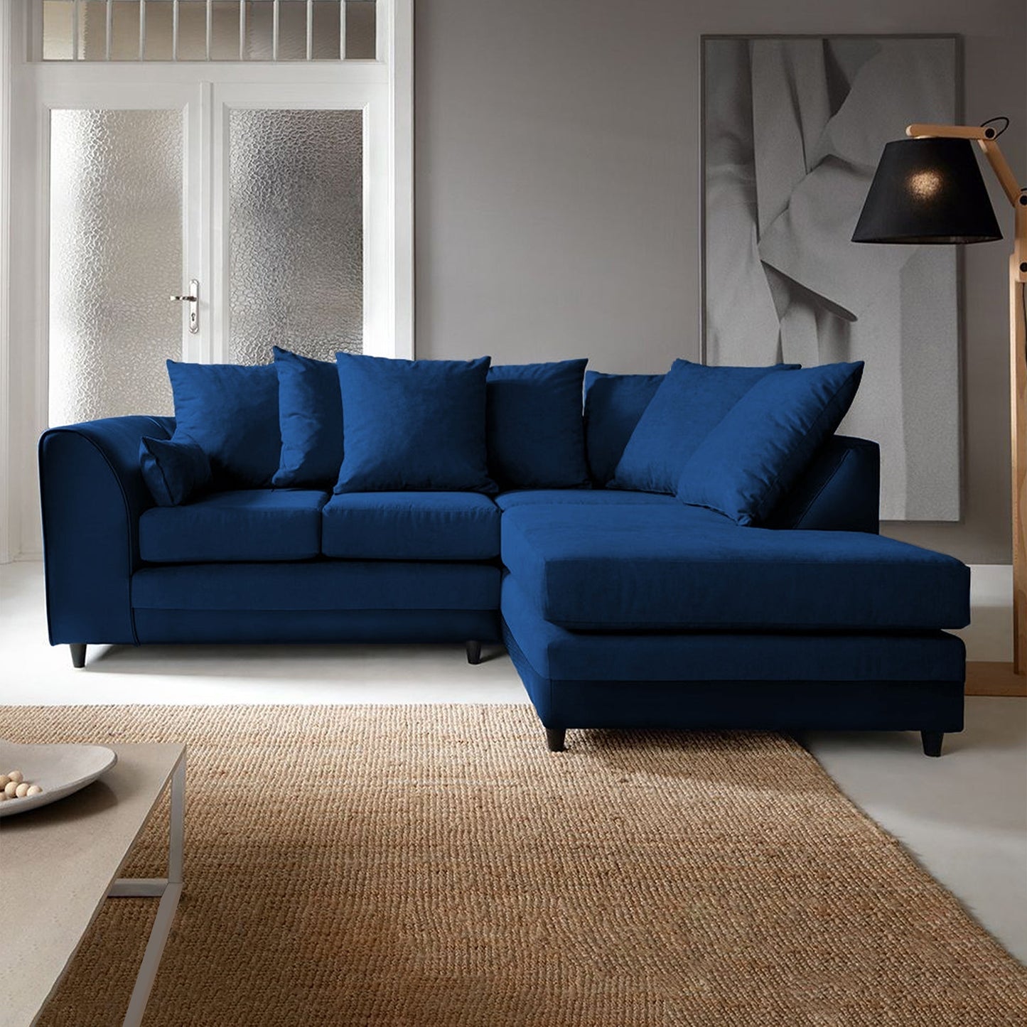 DYLAN PLUSH VELVET 4 SEATER SINGLE ARM CORNER SOFA
