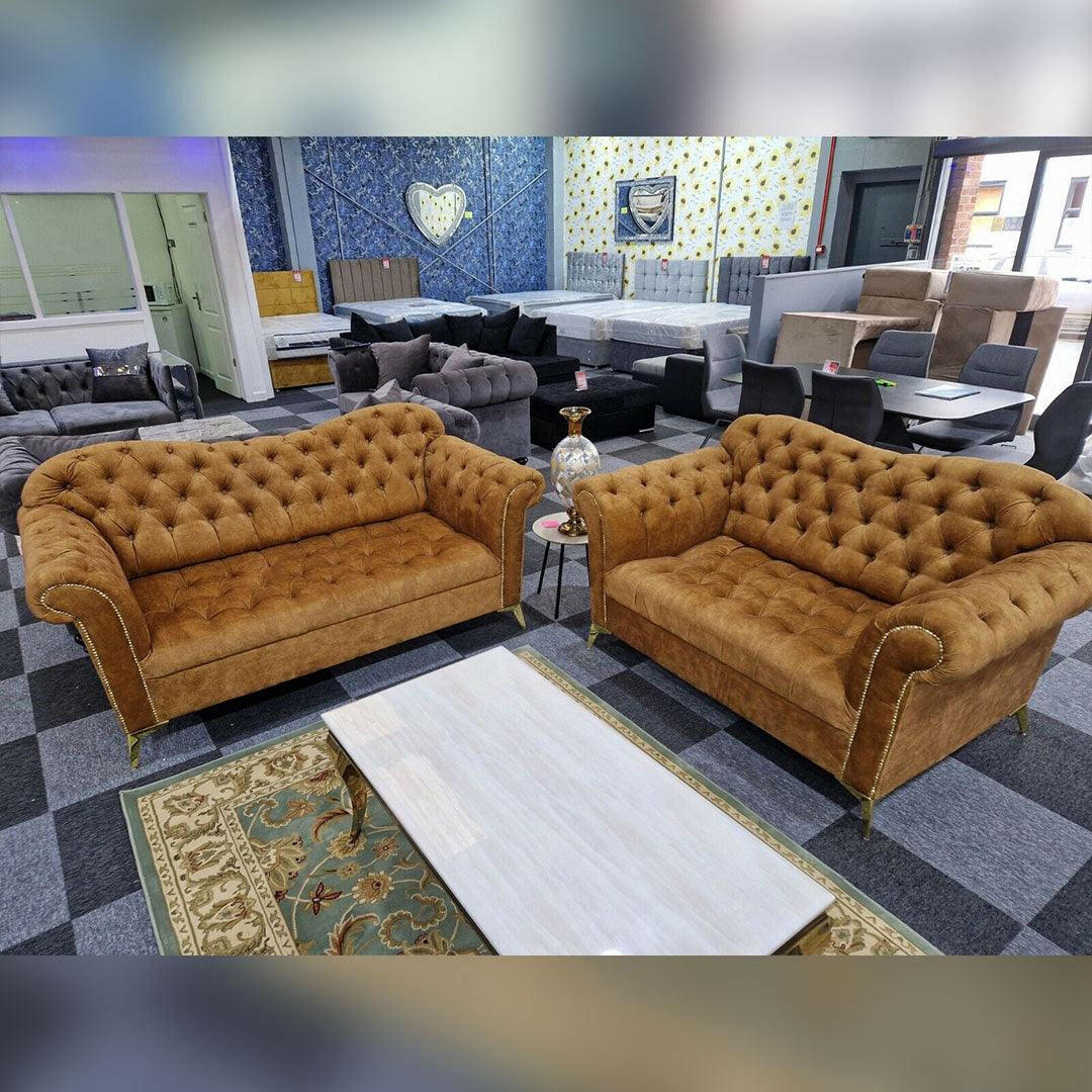 ELEGANCE CHESTERFIELD SOFA 3+2 GOLD